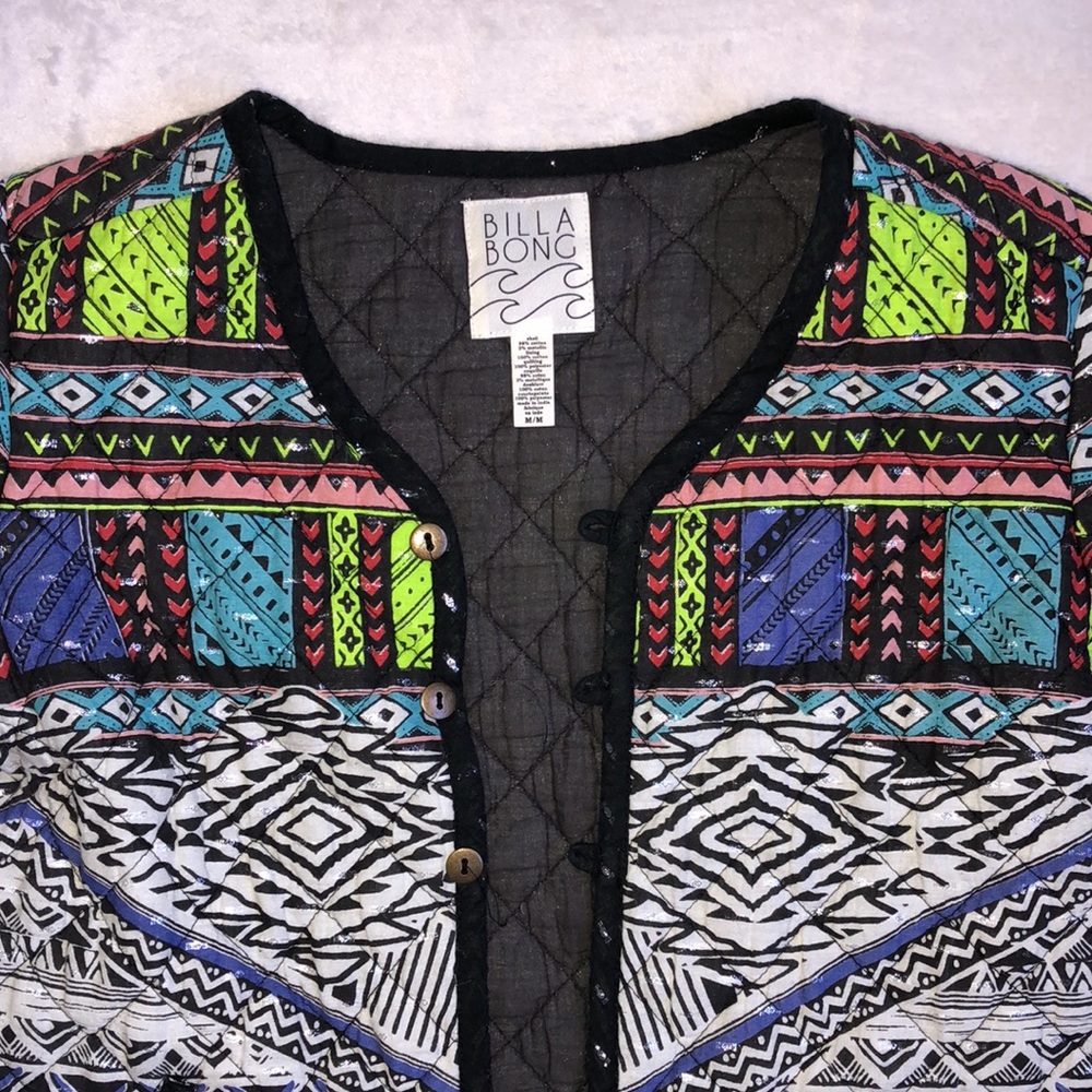 Billabong Cotton Quilt Pattern Button Lightweight… - image 3